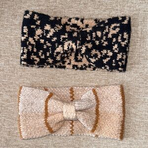 Stylish Knitted Headbands in Black and Tan